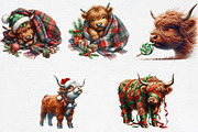 Cute Christmas Highland Cow Clipart, an Illustration by CrexoraLab (Thumbnail 3 of 5)