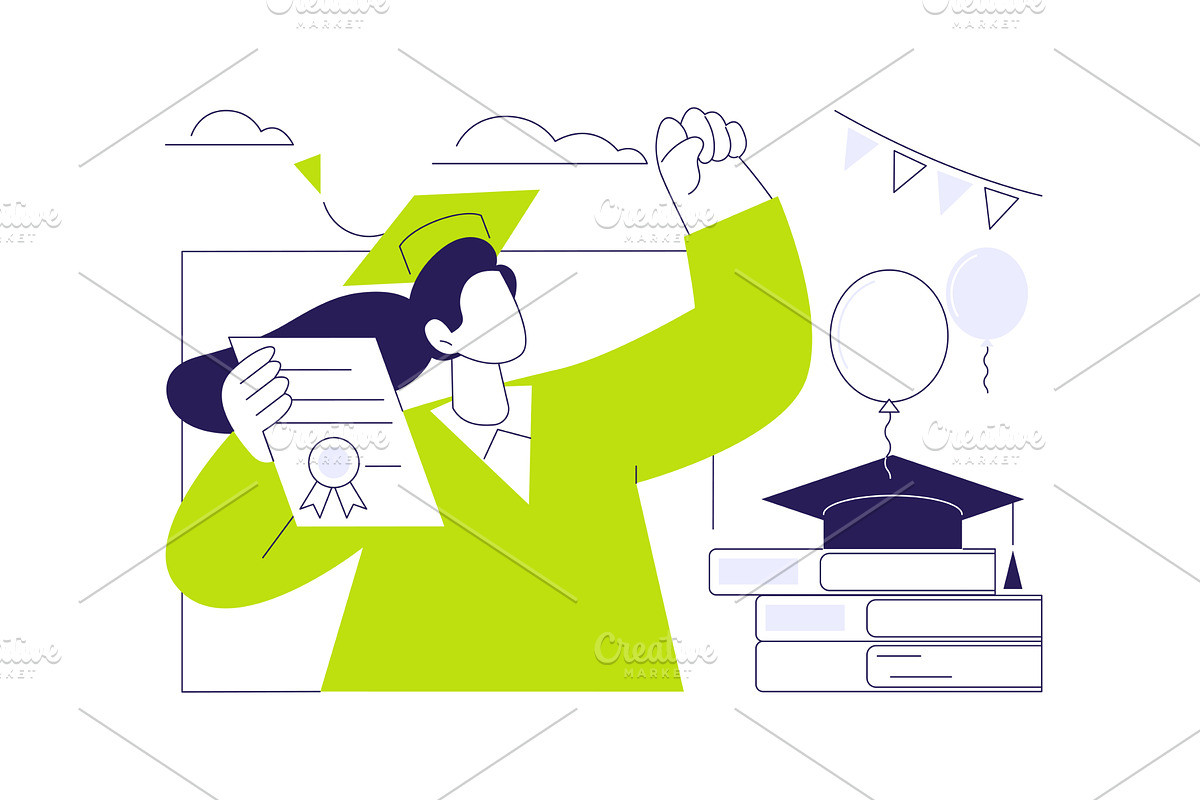 Happy graduate isolated cartoon, an Education Illustration by Visual Generation