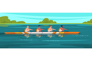 Rowing sport team. Rowers teamwork, a Sport Illustration by Stock-Smart-Start