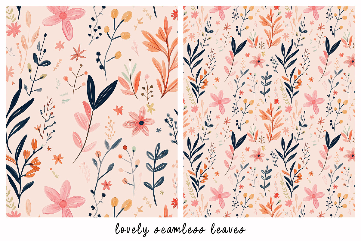 12 Seamless Elegant Leaf Patterns, a Pattern Graphic by DesignRocket (Photo 2 of 13)