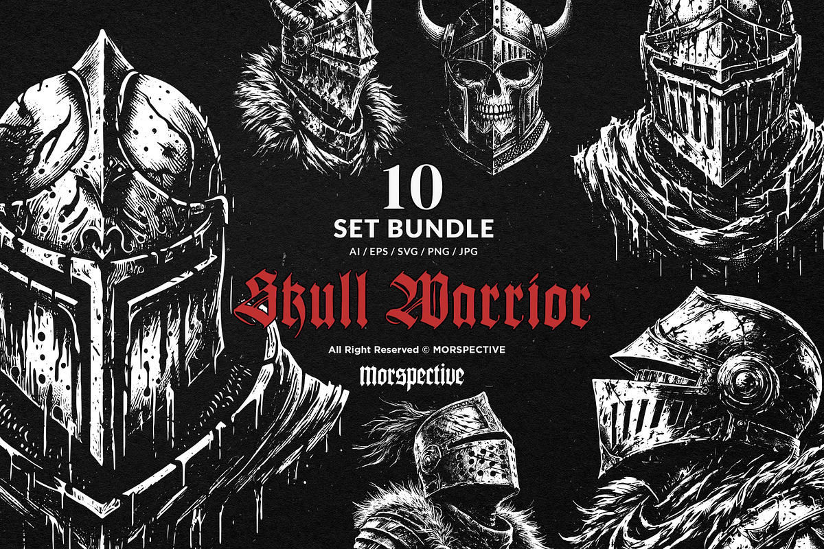 10 Bundle Dark Art Skull Warrior, an Illustration by Morspective (Photo 1 of 7)