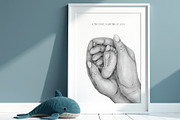 Baby Foot in Mother’s Hands Print, an Illustration by EkaterinaViArt (Thumbnail 3 of 4)