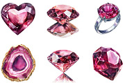 Burgundy Crystals and Gems Clipart, an Illustration by DreamArtGraphic (Thumbnail 2 of 3)