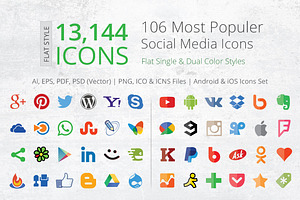 212 Flat Social Media Icons