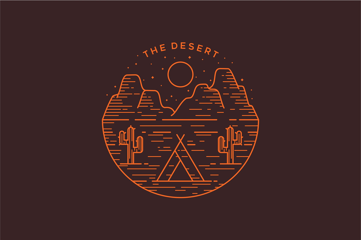 Desert Line Art Logo Badge, an Object Graphic by prasetyadavid (Photo 2 of 4)