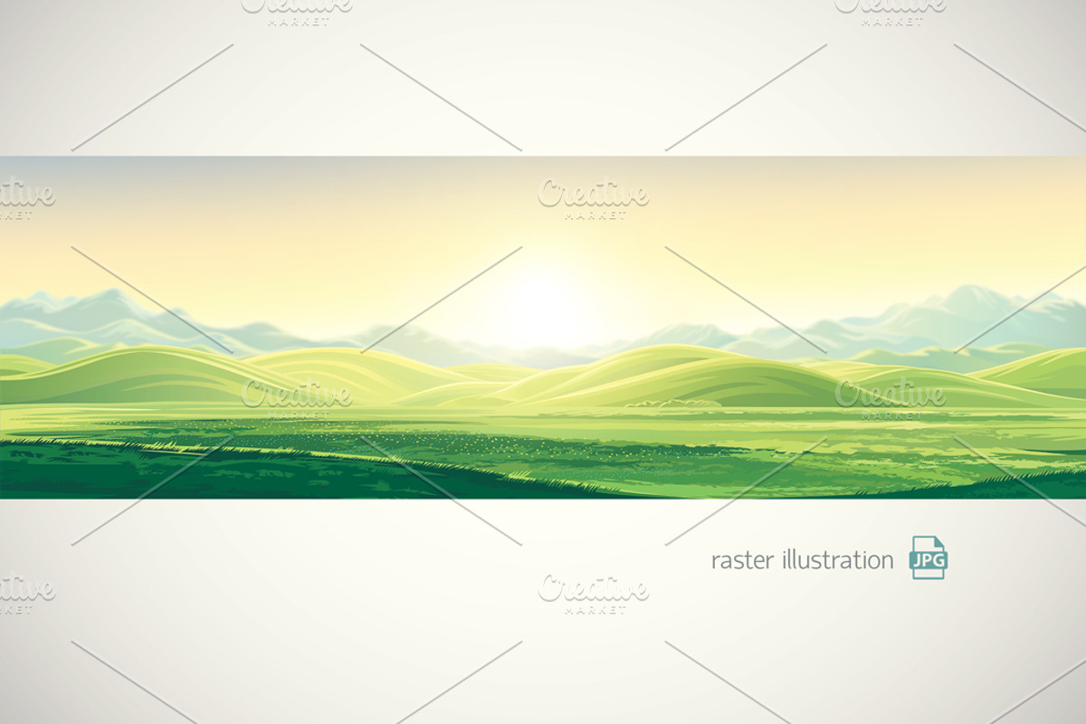 Summer landscape in panoramic format, a Seasonal Illustration by Countryside life (Photo 6 of 9)