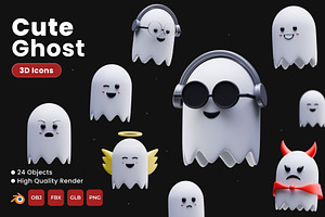 Cute Ghost 3D Icons