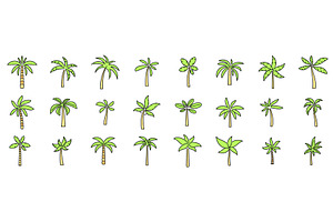 Palm Icons Set Vector Color