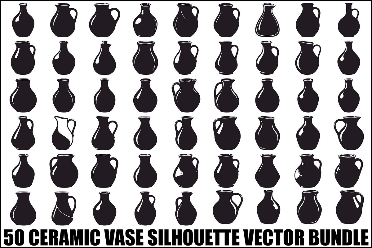 Ceramic Vase Silhouette Vector bundl, an Illustration by jahid234 (Photo 1 of 51)