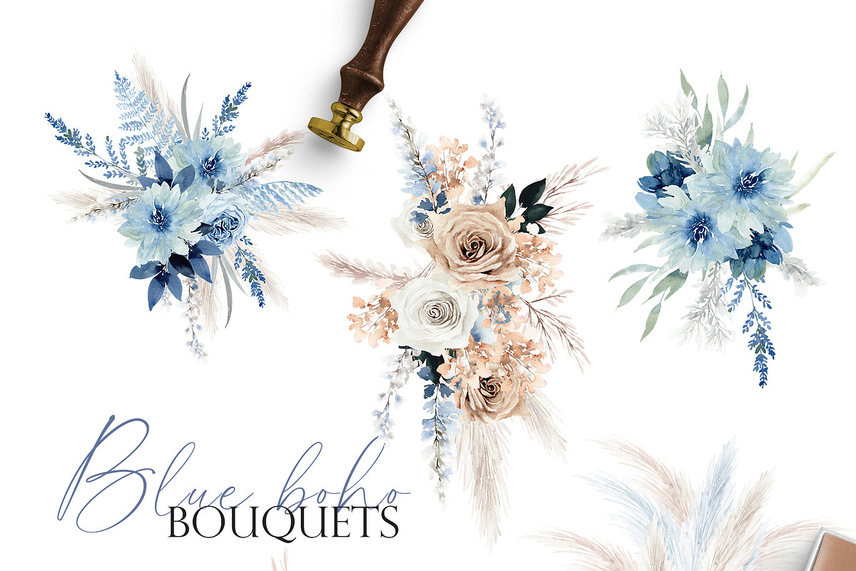 Watercolor Flower - Boho Bluerose, an Illustration by Beigetime (Photo 3 of 13)