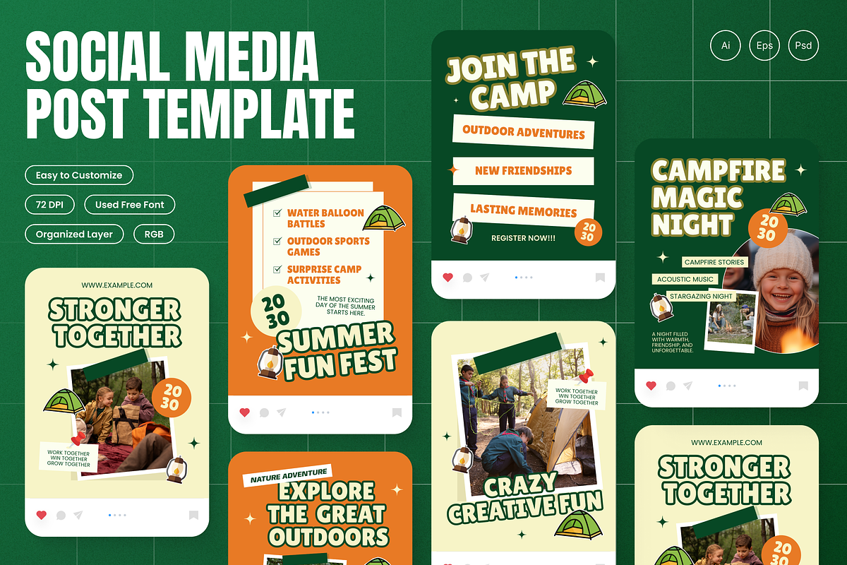 Fun Camp Vibes Instagram Post, a Social Media Template by Annora Studio (Photo 1 of 6)