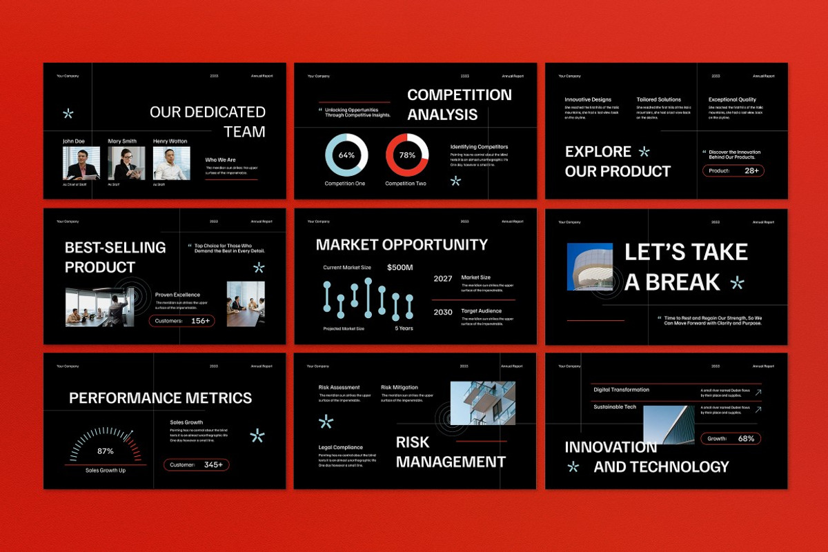 Black Red Annual Report PPT, a Presentation Template by graphicook (Photo 3 of 5)