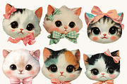 Watercolor Retro Cat Heads Clipart, an Animal Illustration by Design Scotch (Thumbnail 3 of 8)