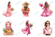 Pink Summer Family Watercolor Clipar, an Illustration by designcity5 (Thumbnail 3 of 5)