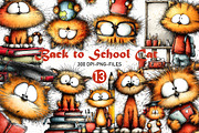 Cute Back to School Cat Clipart, a Seasonal Illustration by Designworld (Thumbnail 1 of 4)