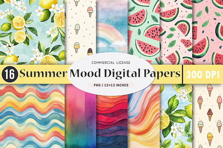 Summer Mood Digital Papers, an Illustration by SinaCreation