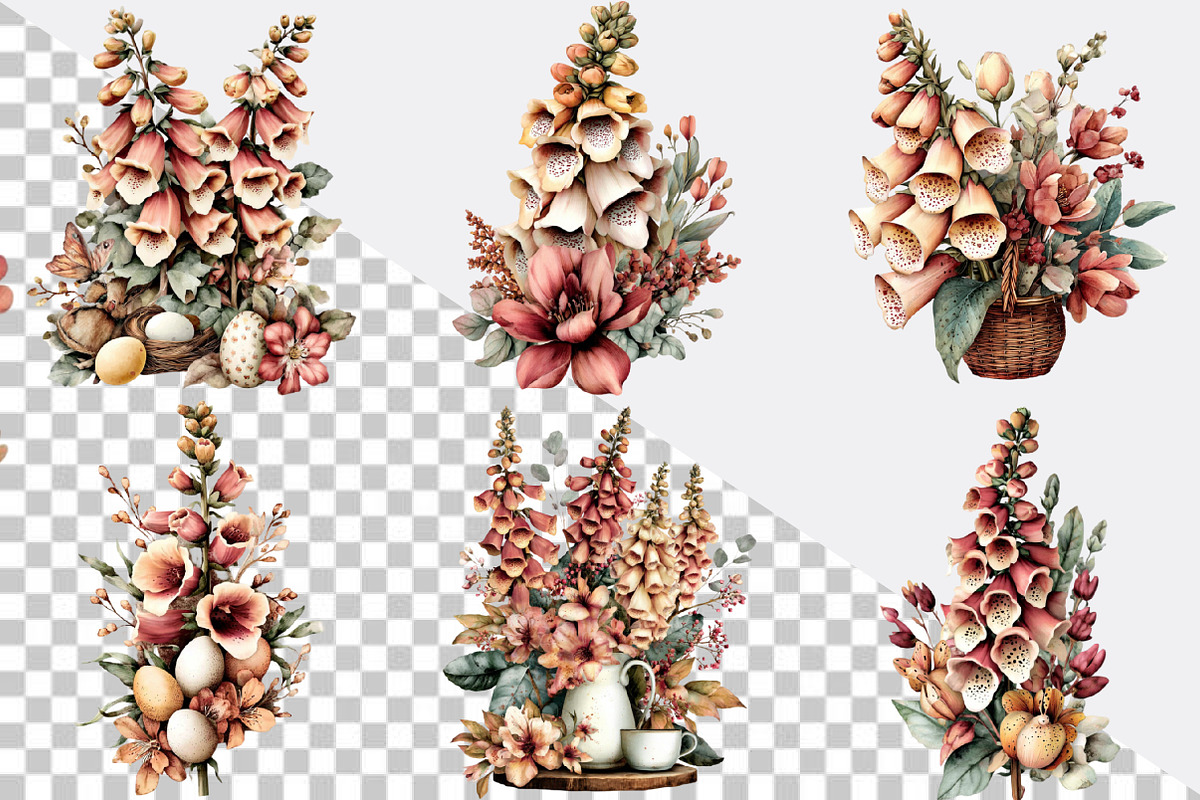 Whimsical Easter Foxglove Clipart Bu, an Illustration by SVGArt (Photo 2 of 7)