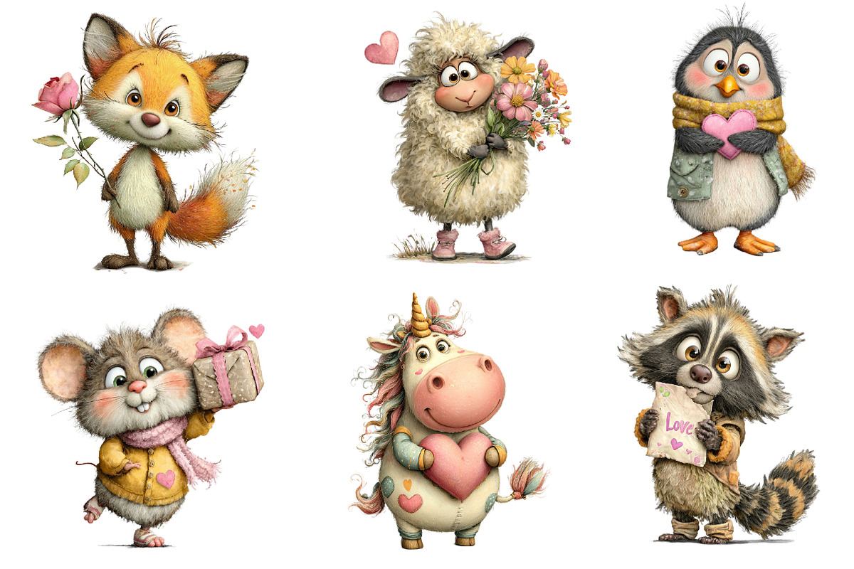 Valentine Whimsical Animals Clipart, an Illustration by Dream Creation (Photo 6 of 7)