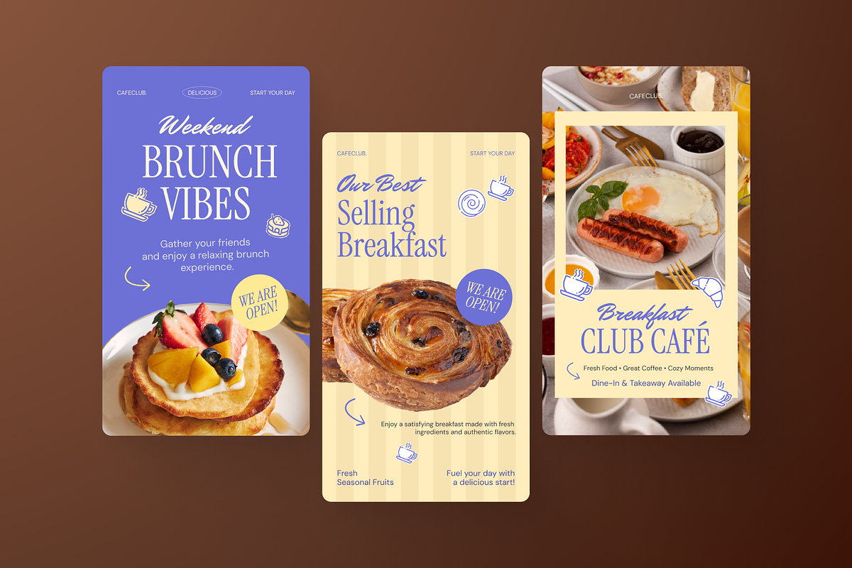 Breakfast Club Cafe Instagram Story, a Social Media Template by Annora Studio (Photo 5 of 6)