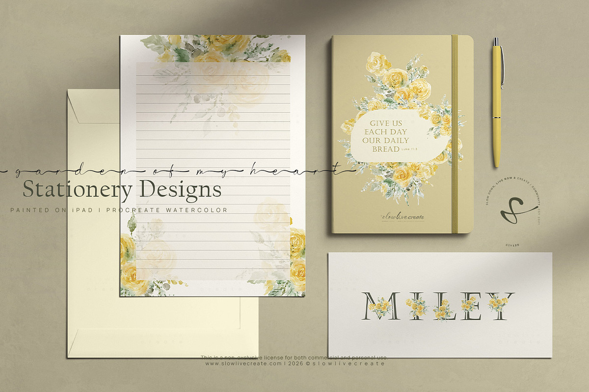 Bloom | Yellow Roses Watercolor, a Texture Graphic by slowlivecreate (Photo 3 of 6)