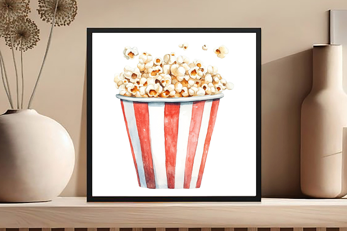 Watercolor Summer Popcorn Clipart, an Illustration by DreamCafeArt (Photo 5 of 5)