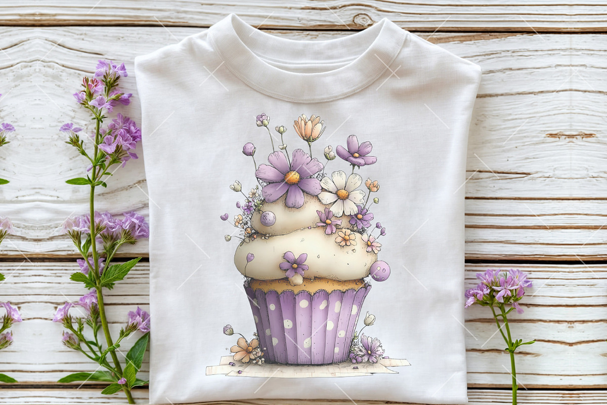 Whimsical Spring Cup Cake Clipart, an Illustration by OK Design (Photo 5 of 6)