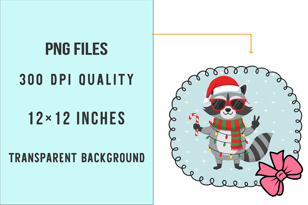 Christmas Funny Raccoon Coquette PNG, an Illustration by SinaCreation (Photo 6 of 7)