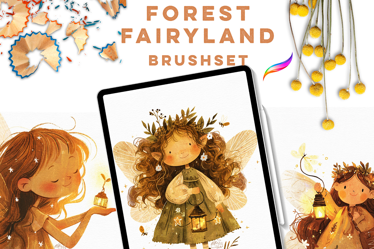 FOREST FAIRYLAND Procreate Brushes, a Brush Add-On by Warm Cozy Cottage (Photo 4 of 6)