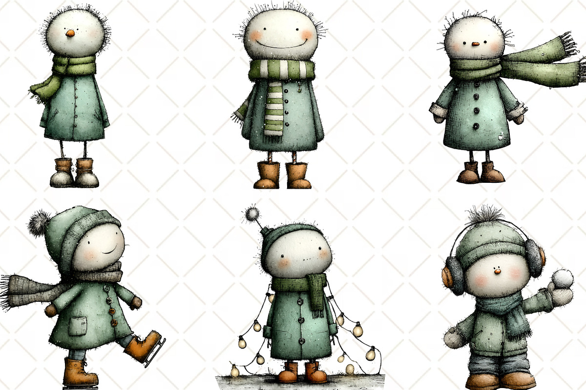 Christmas Snowman Clipart, an Illustration by Black Bird Studio (Photo 6 of 6)