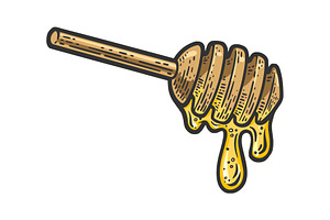 Honey Dipper Sketch Vector Illustrat