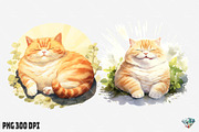Summer Fat Cat Watercolor, an Illustration by Gemstone (Thumbnail 9 of 12)