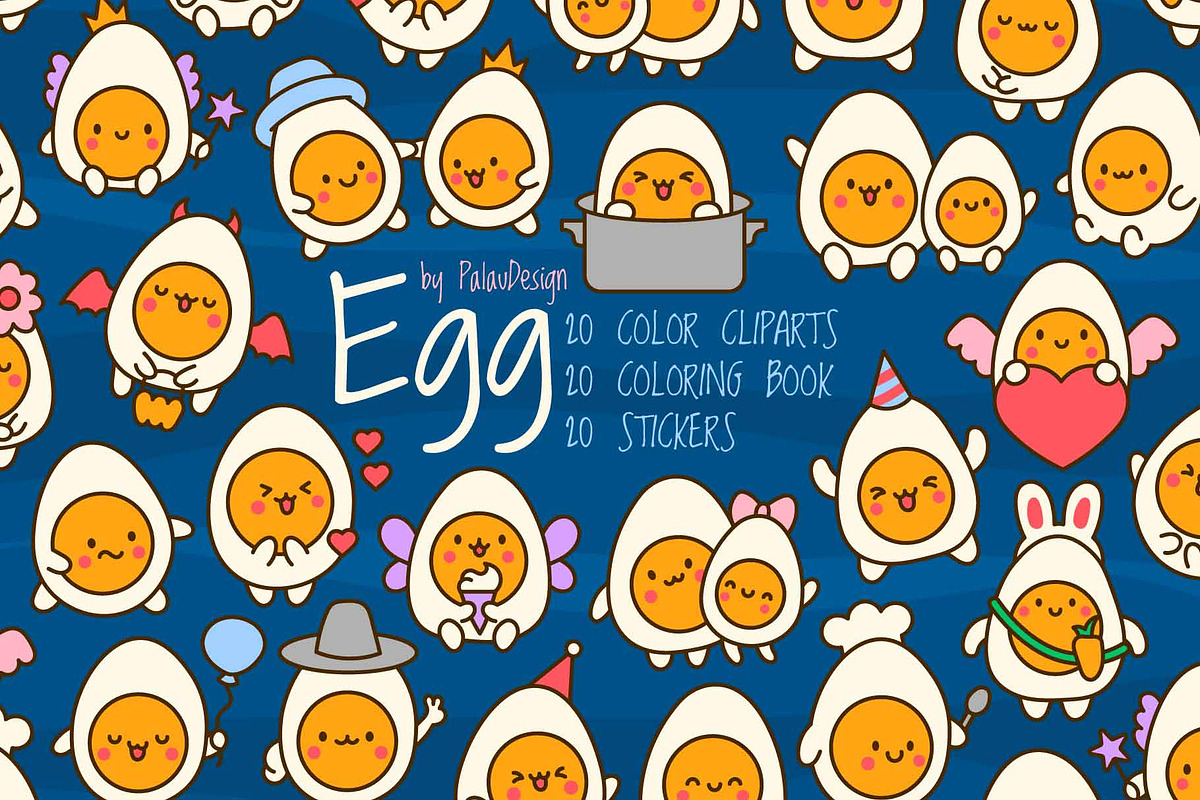 Cute Kawaii Eggs, a Food Illustration by Palau (Photo 1 of 12)