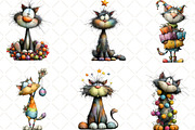 Christmas Cat Clipart, an Illustration by Black Bird Studio (Thumbnail 2 of 6)