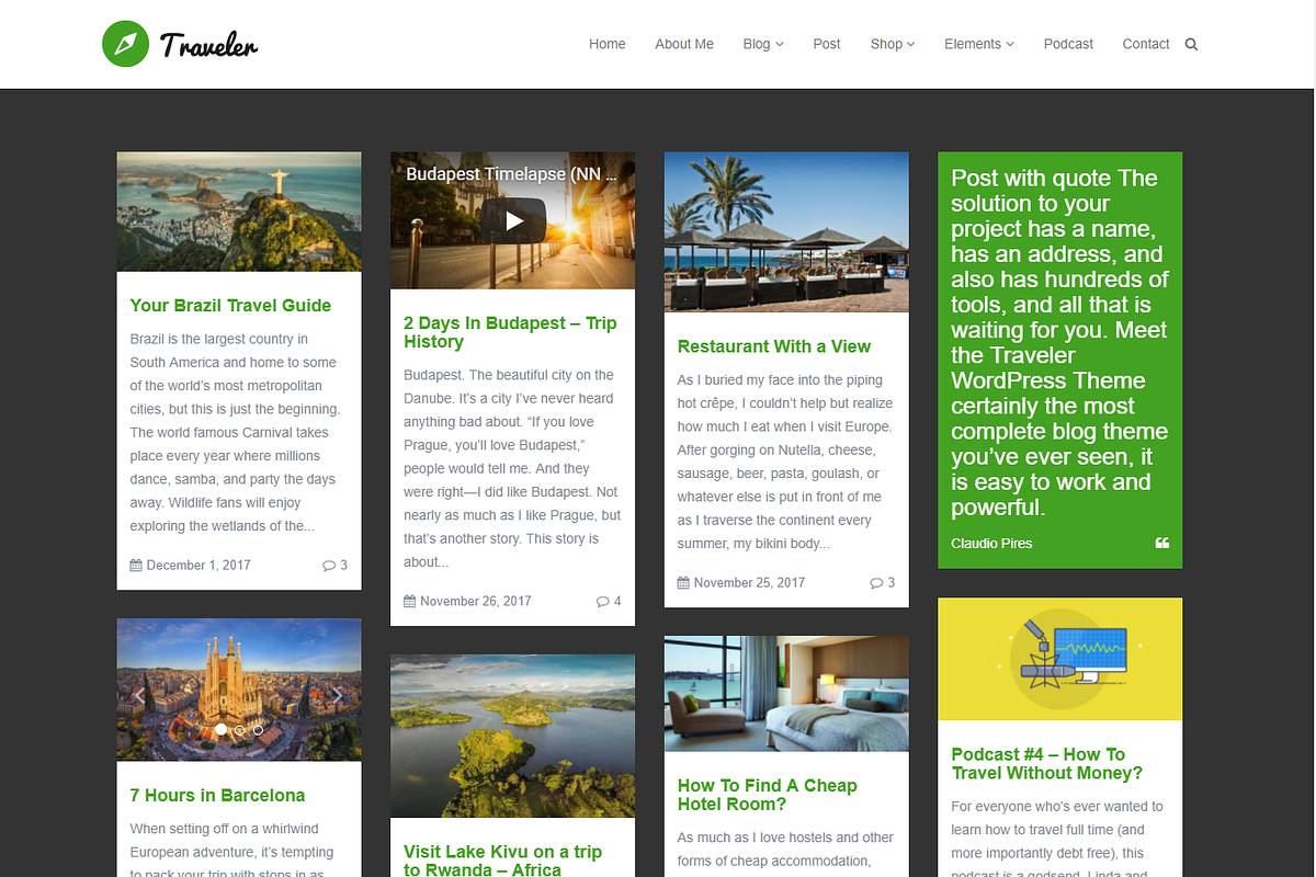 Traveler - Photo Blog WordPress Theme