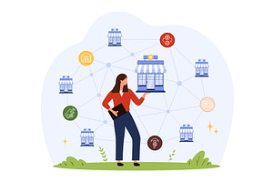 Franchise Network Concept with, a Person Illustration by Flashvector