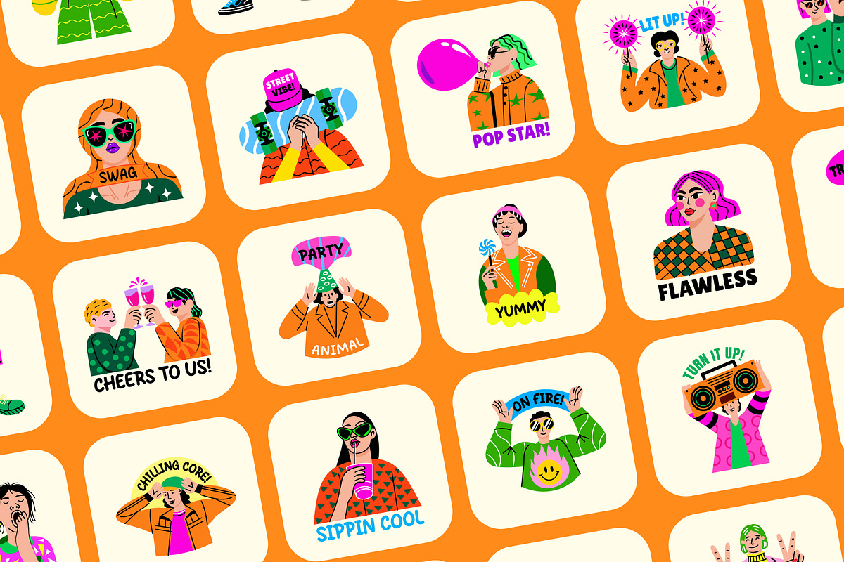 Cool Stickers Set, an Emoji Icon by Prosymbols (Photo 5 of 8)