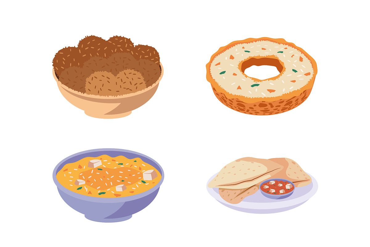 Traditional Indian Food Vector Set preview 3