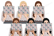 Book Addict Girls Сlipart, a Person Illustration by GlamArtZhanna (Thumbnail 2 of 4)