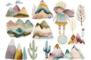 Boho Twilight Mountains Clipart