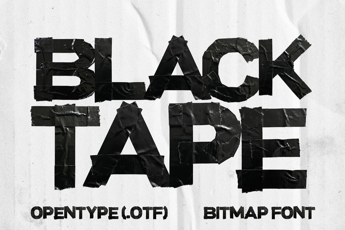 Black Tape - Grunge Bitmap Font, a Sans Serif Font by AndrewPixelType (Photo 1 of 7)
