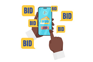 Online auction website for family, an Object Illustration by Lemberg Vector