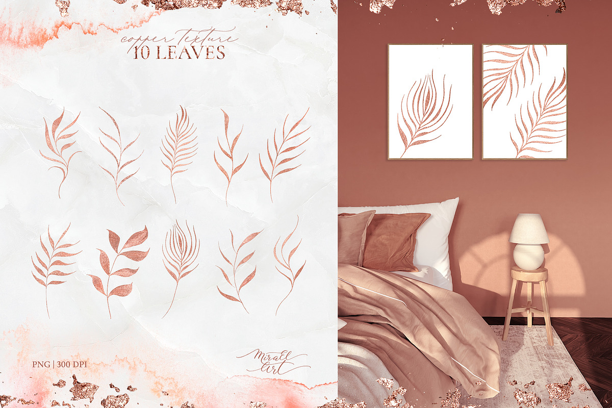 Pink watercolor leaves set. Alphabet, a Decorative Illustration by MiraEl Art (Photo 13 of 15)