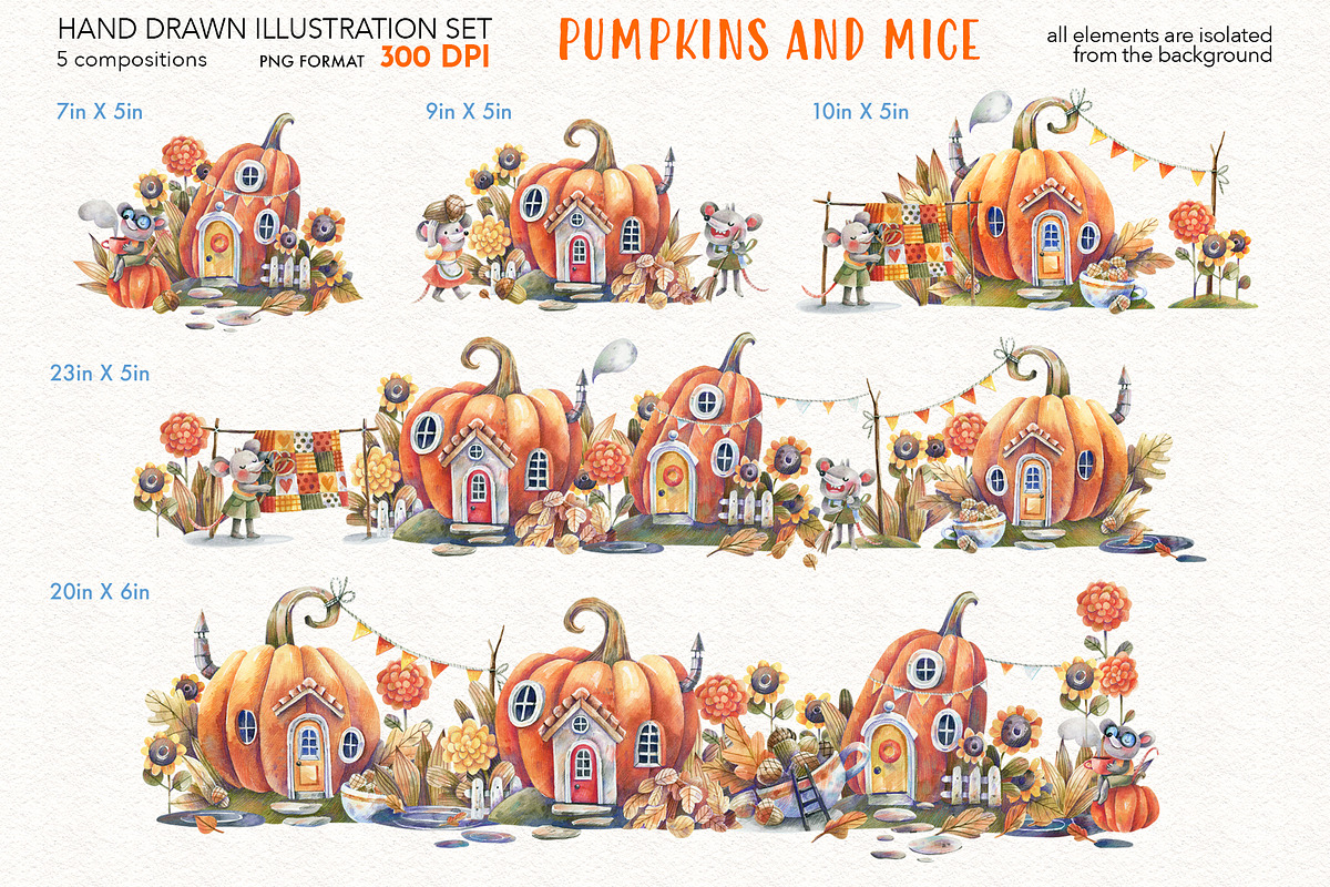 PUMPKINS AND MICE, a Seasonal Illustration by Watercolor by Tonia Tkach (Photo 4 of 8)