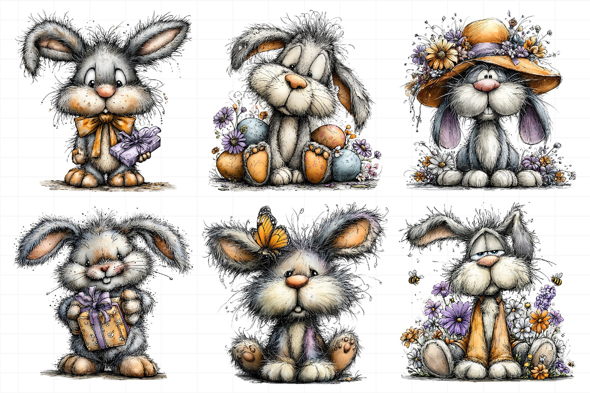 Whimsical Bunny Clipart, an Illustration by Daily.Designs (Photo 3 of 7)