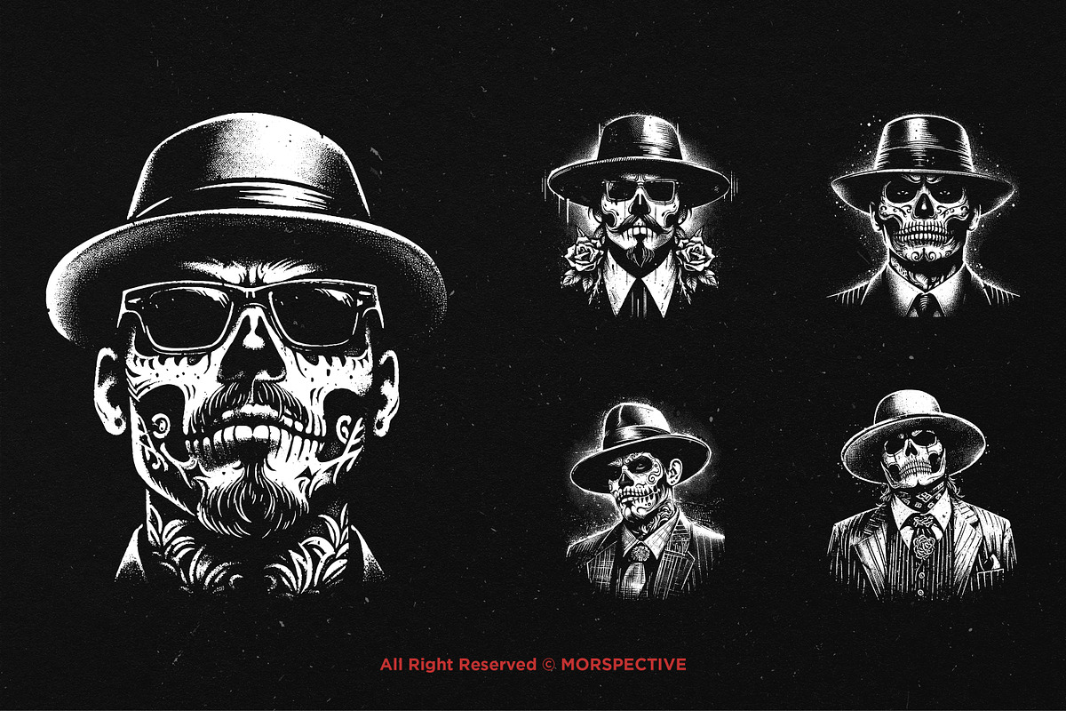 10 Bundle Dark Art Chicano Gangster, an Illustration by Morspective (Photo 3 of 7)