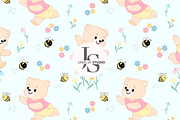 Bear Bee - Blue, a Pattern Graphic by Jaselvii Studio (Thumbnail 6 of 6)