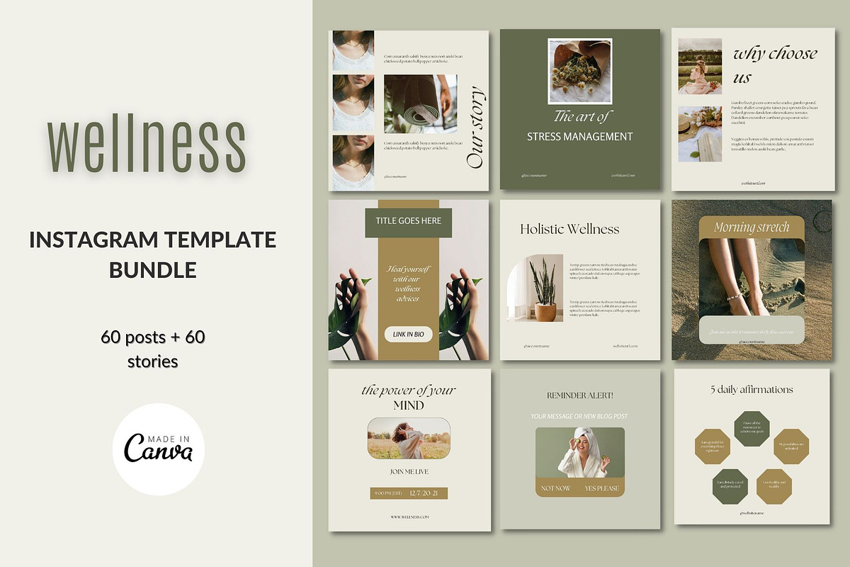 Wellness coach Instagram templates, a Social Media Template by Deepa ...