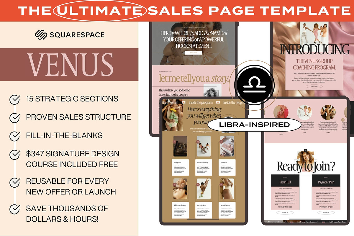 Venus Squarespace Sales Template, a Squarespace Template by The Humanista Co. (Photo 1 of 3)