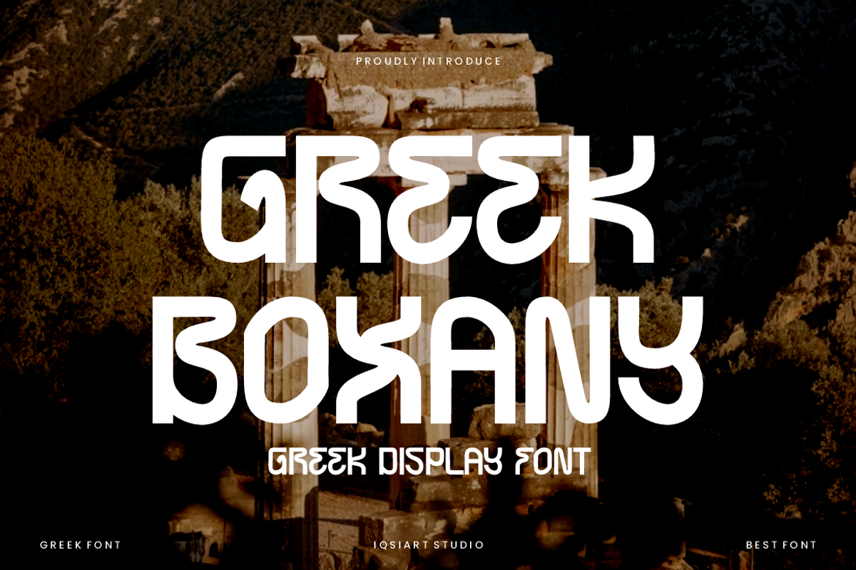 Greek Boxany - Typeface Font, a Sans Serif Font by Iqsiart Studio (Photo 1 of 7)