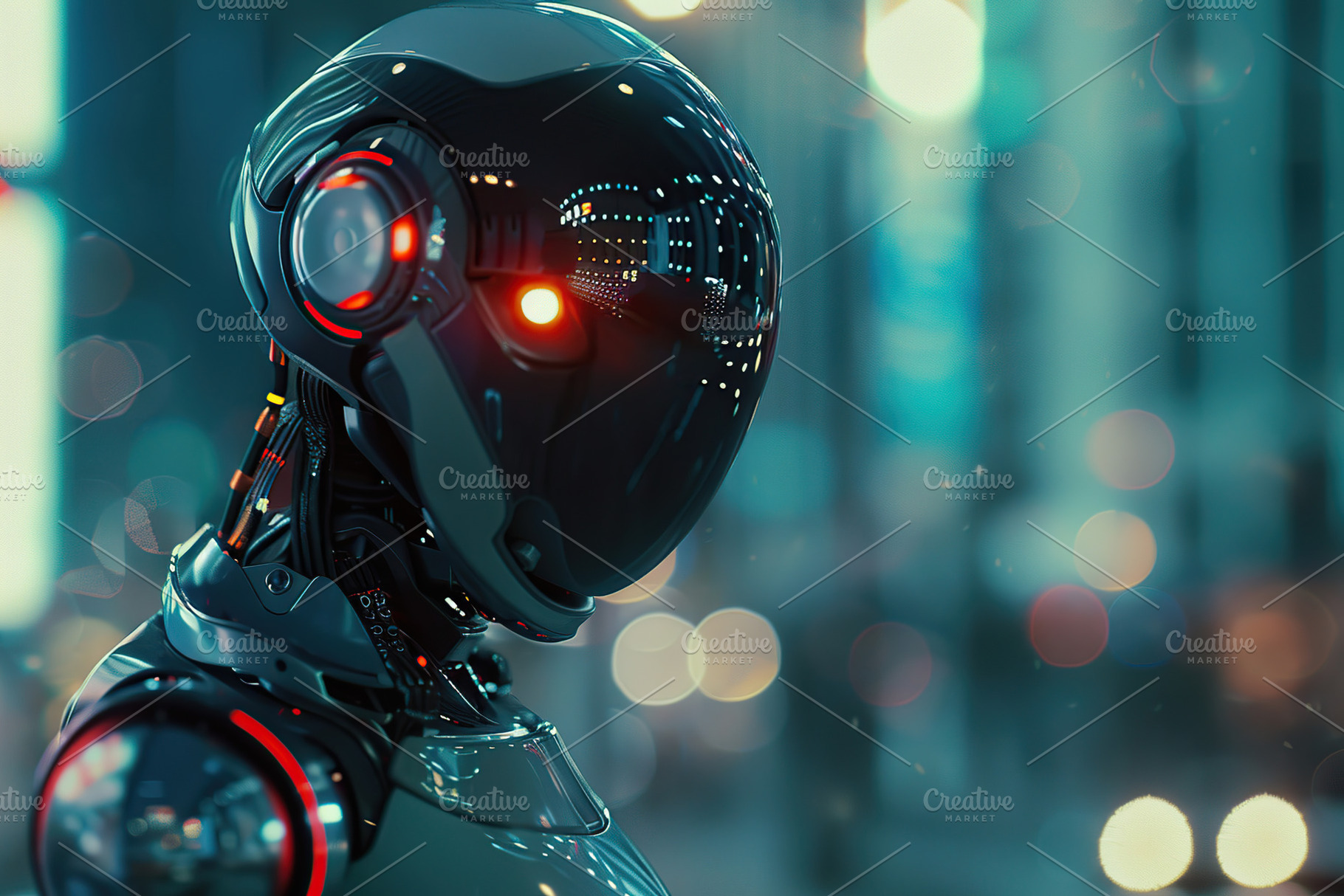 AI robot standing on city street, a Technology Photo by AlyaAnd